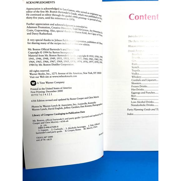Mr. Boston Official Bartender’s & Party Guide 65th Ed 2000 HC Drink Recipe Book - Picture 5 of 7